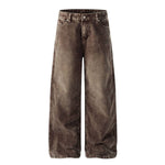 Retro Washed Corduroy Baggy Straight-Leg Pants