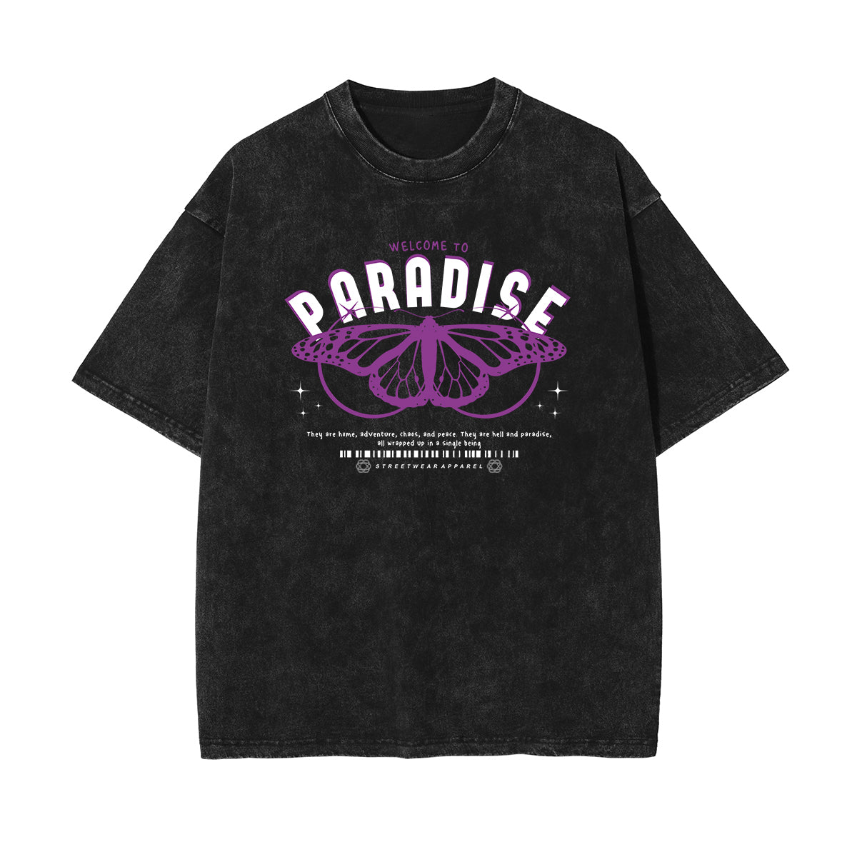 Butterfly Urban Stone Wash Graphic Tee-INNBLAC Fashion Apparel