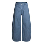 Pantalones de algodón con pierna ancha y color liso
