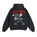 Resistance Street Punk Double Slider Zip Hoodie-INNBLAC Fashion Apparel