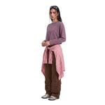 Washed Distressed Kanjha‑Su Seam‑Spliced Crew Neck Sweatshirt
