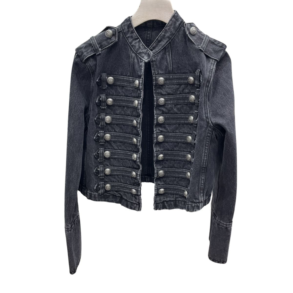Women's Vintage Stand Collar Double Breasted Denim Jacket