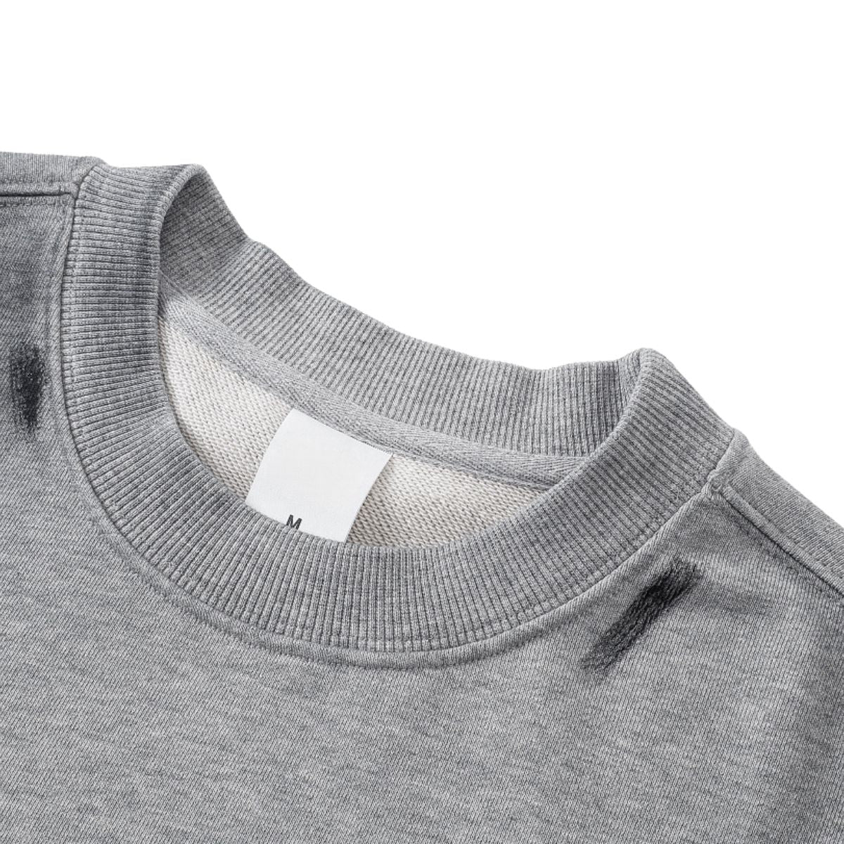 Cotton Terry Washed Distressed Graffiti Drop‑Shoulder Crewneck Sweatshirt