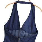 Falda vaquera con bordado de perlas y lavado vintage