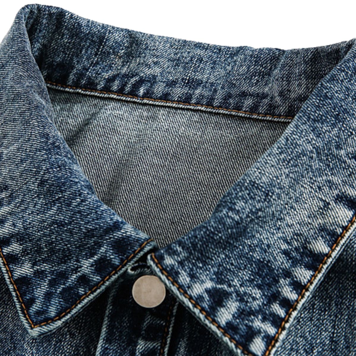 Zipper-embroidered Loose Retro Washed Denim Jacket