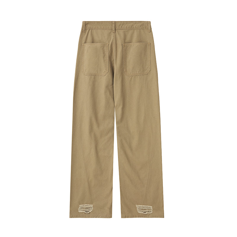 Loose-Fit Ripped Front Seam Trousers