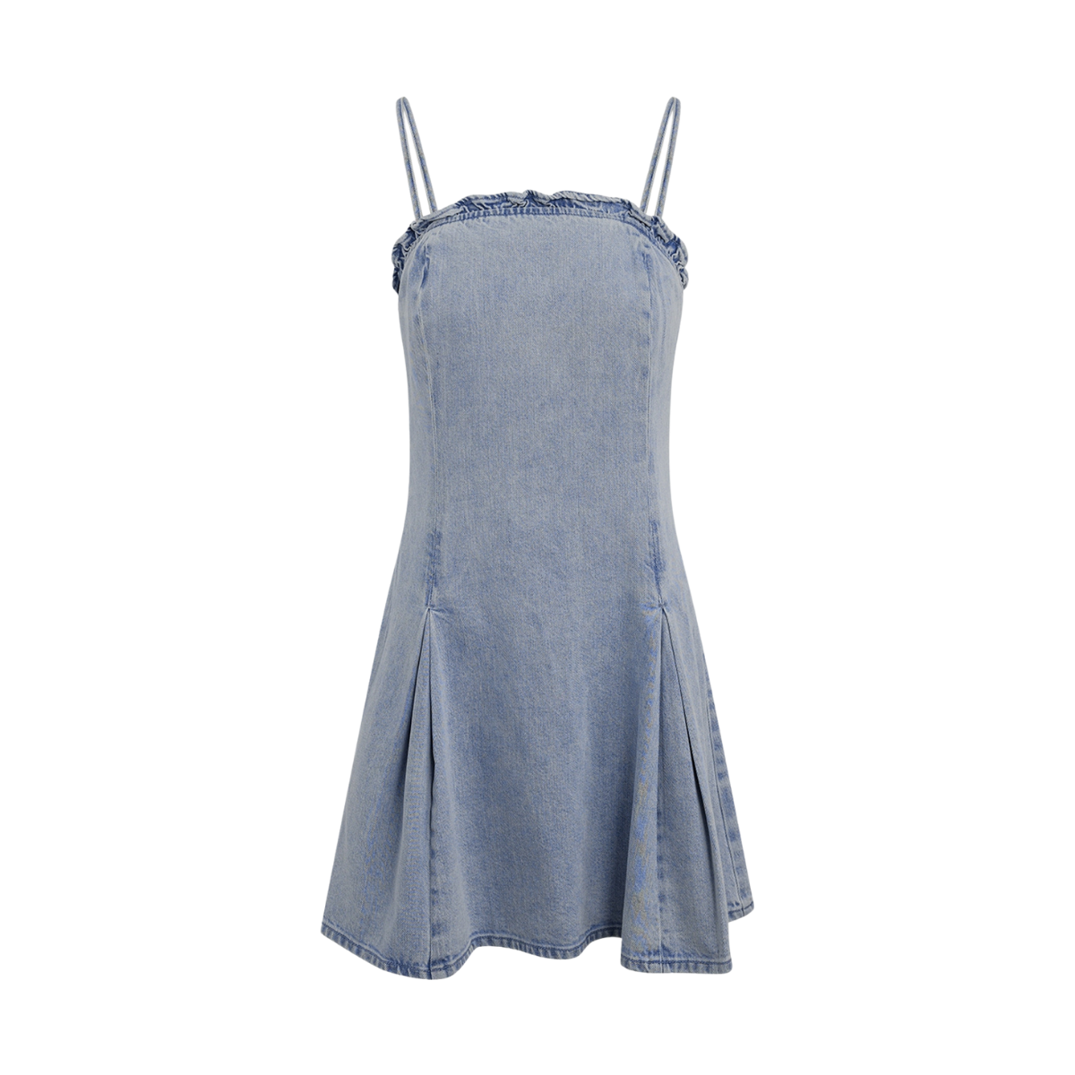 Ruffled Neckline Pleated Hem Slip Dress