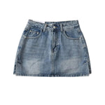 Washed Whisker Denim Mini Skort