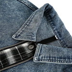 Men's Retro Plaid Patchwork Fake Two-piece Denim Jacket