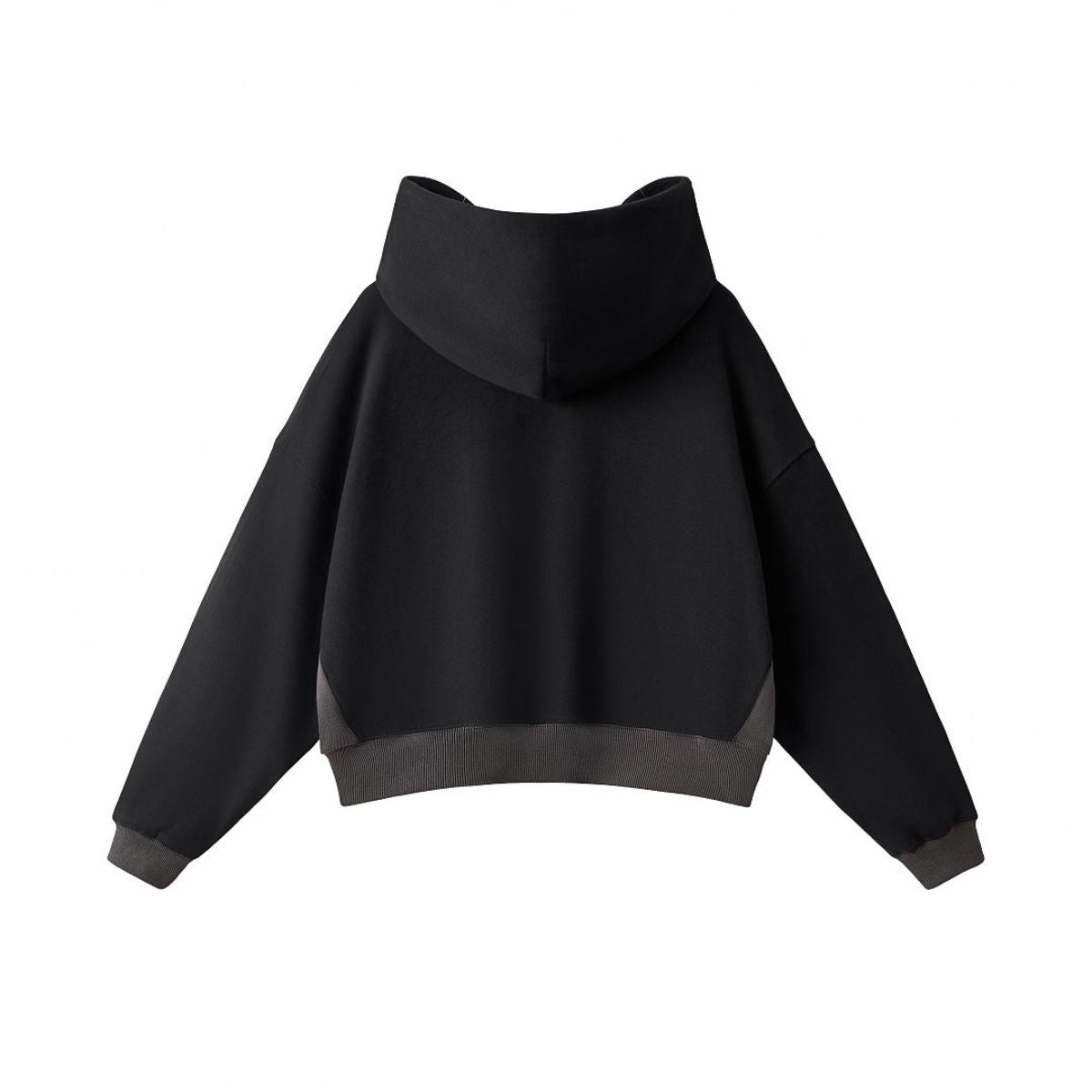 Boxy Cropped Color‑Block Cotton Hoodie