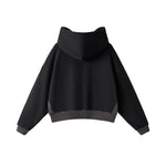 Boxy Cropped Color‑Block Cotton Hoodie