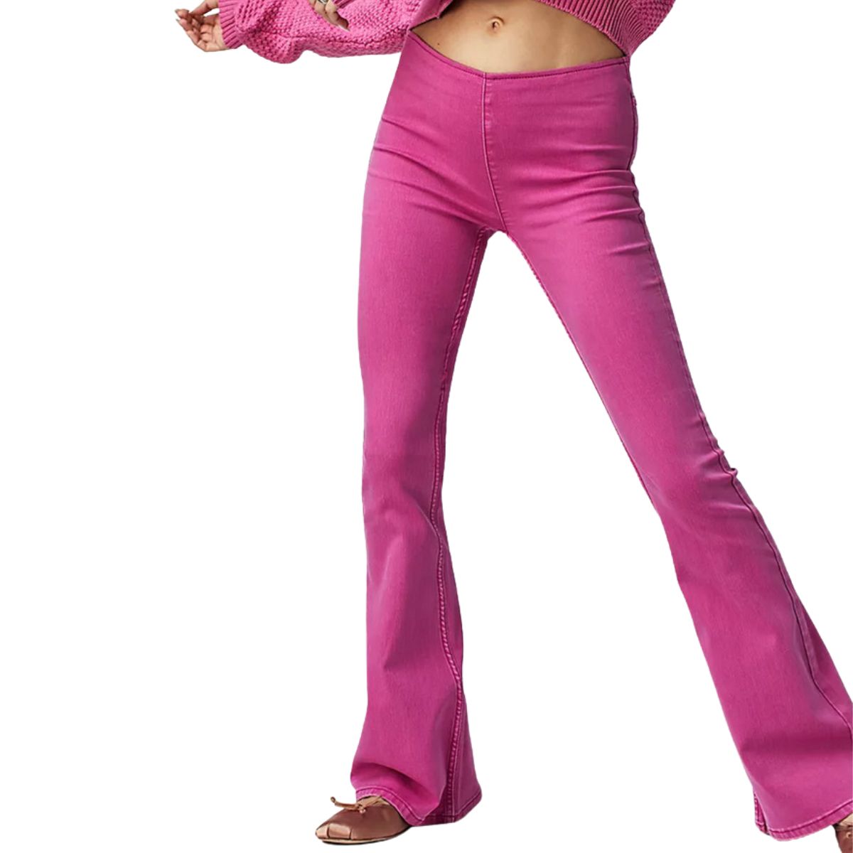 Mid Rise Tummy Control Stretch Flare Casual Jeans