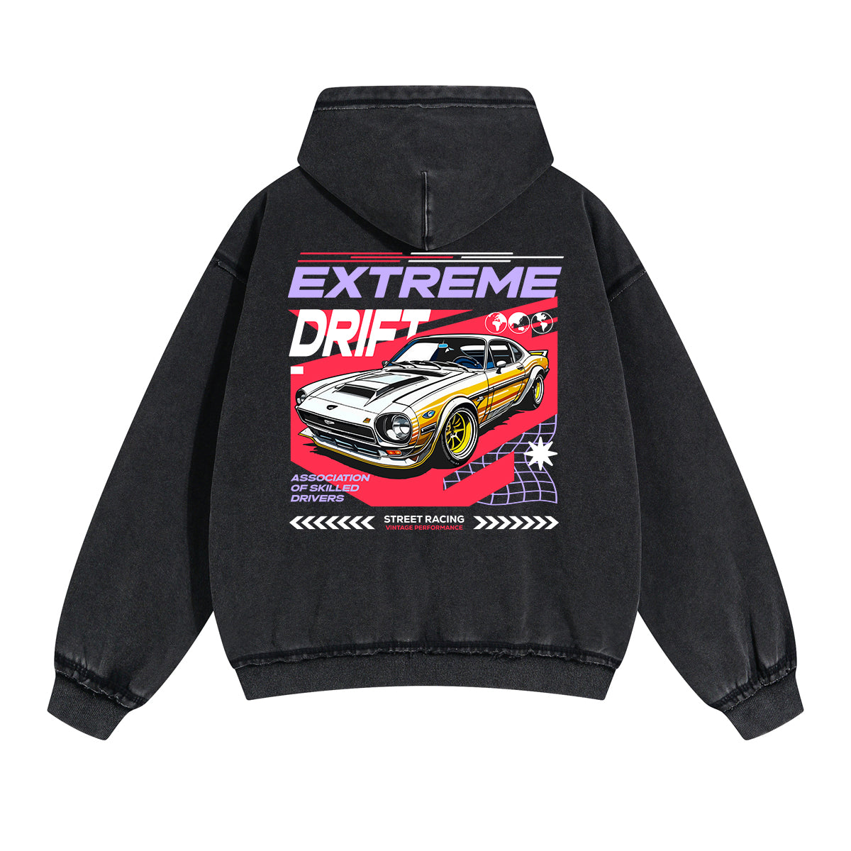 Extreme Drift Car Urban Double Slider Zip Hoodie-INNBLAC Fashion Apparel