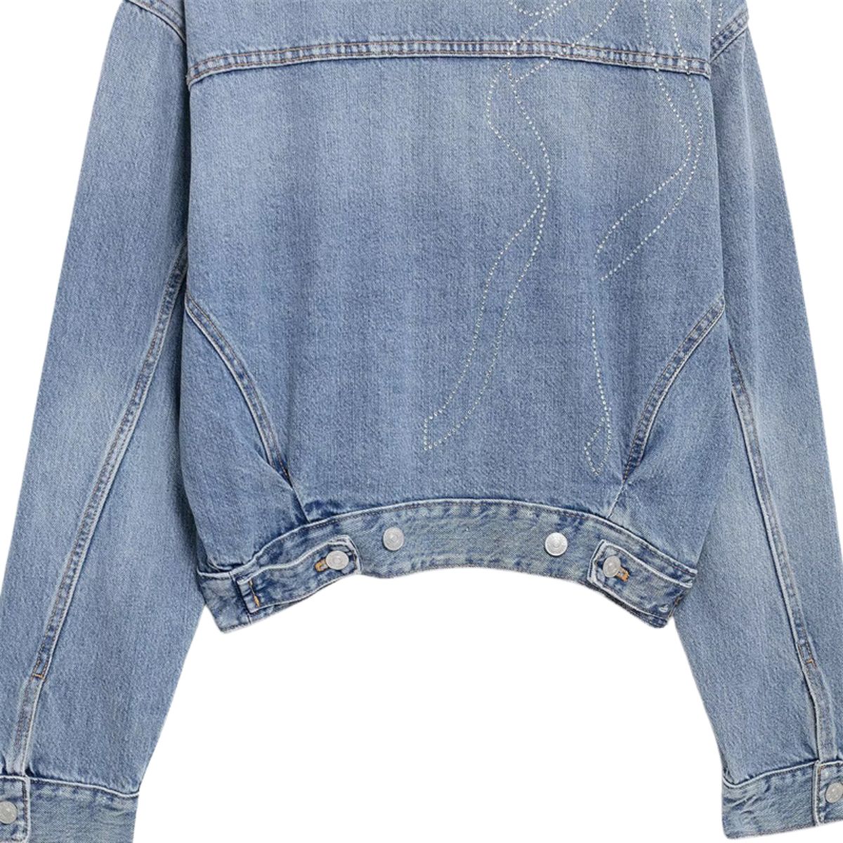 Vestido midi vaquero sin mangas con botones y aberturas en la parte delantera