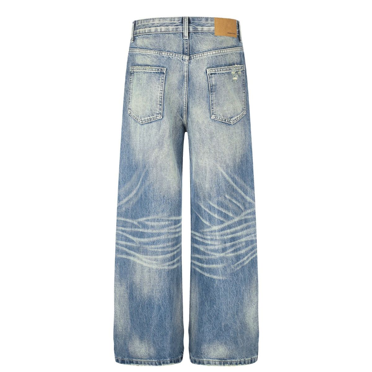 Vintage Washed Whiskered Wide Leg Jeans