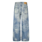 Vintage Washed Whiskered Wide Leg Jeans