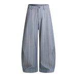 Vintage American Stripe Wide-Leg Curved Trousers