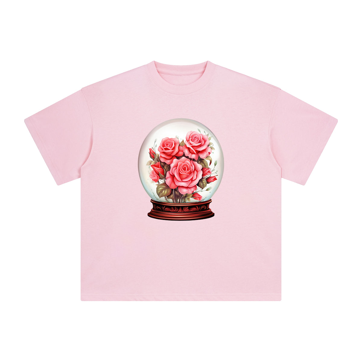 Valentine Roses Globe Graphic Tee-INNBLAC Fashion Apparel