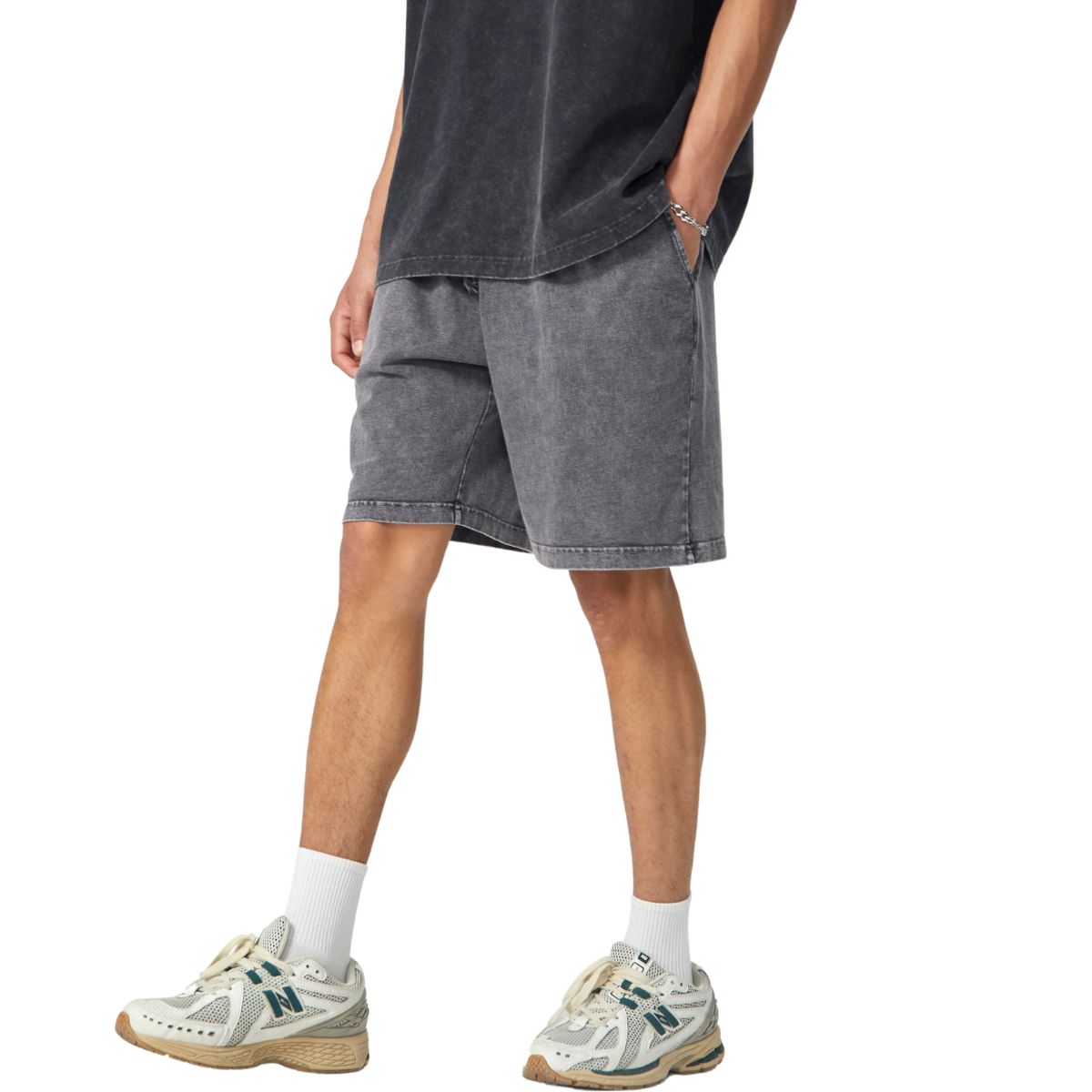 Pantalones cortos holgados con lavado vintage