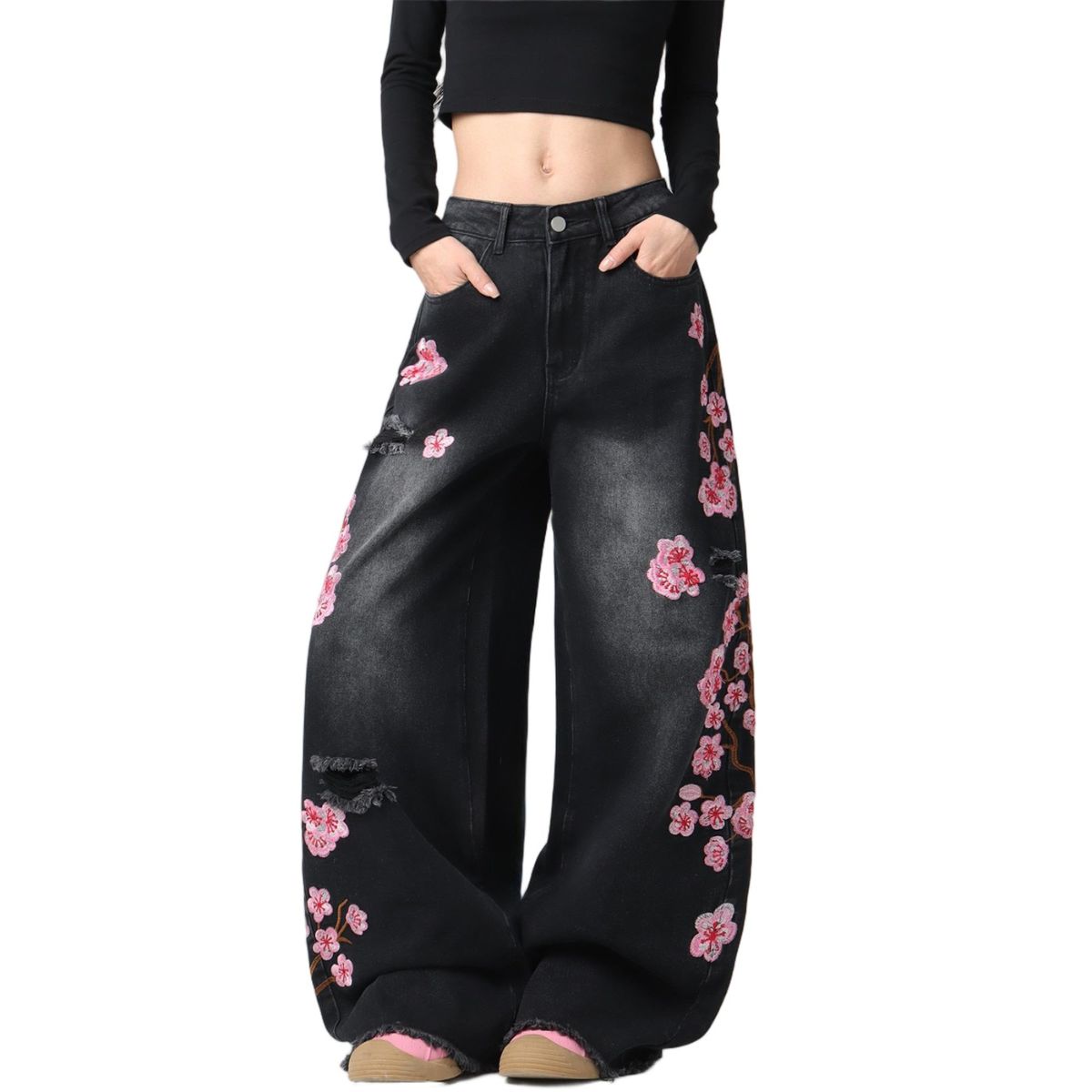 Women's High Waist Wide Leg Loose Denim Jeans