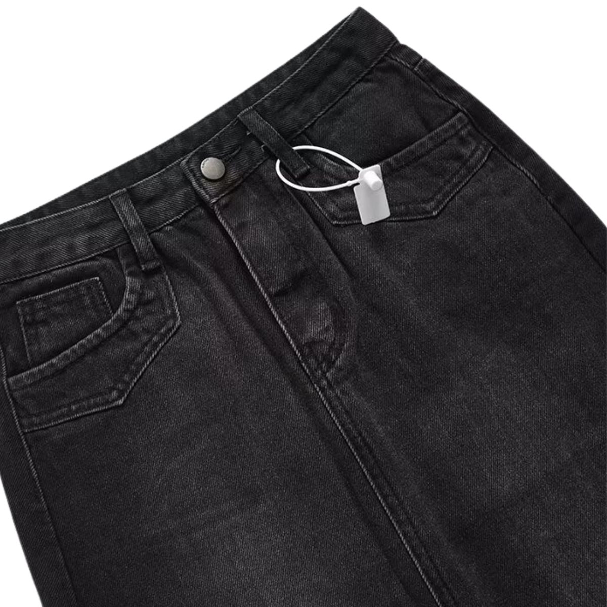 Falda vaquera con bordado de perlas y lavado vintage