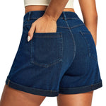 High‑Rise 3‑Inch Hot Pants Comfort Knit 4‑Way Stretch Women's Denim Shorts