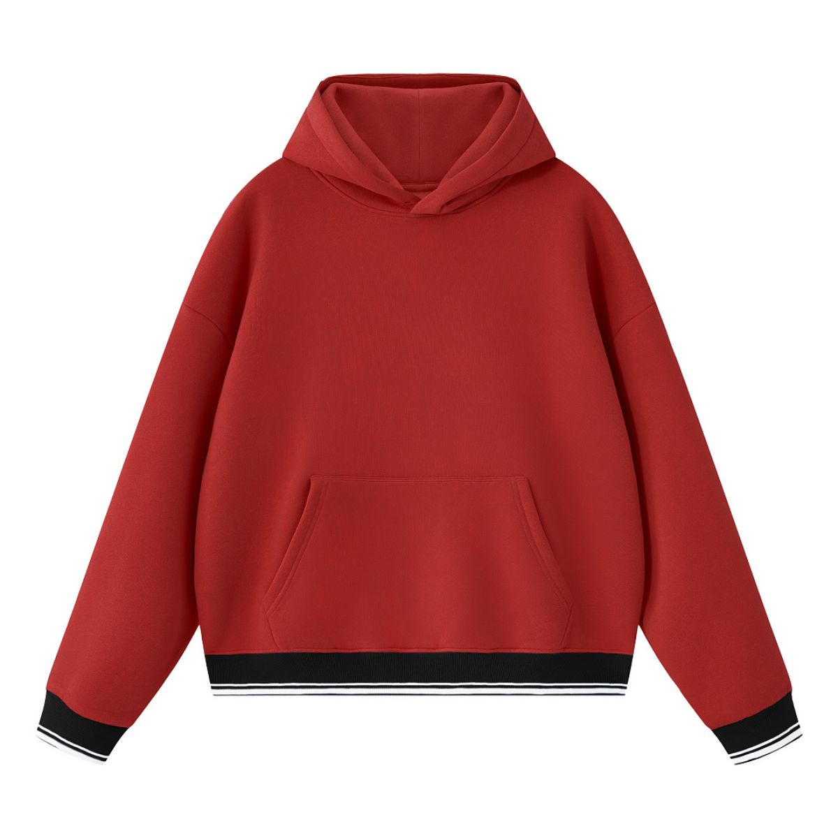 Color‑Block Ribbed Loose Warm Hoodie