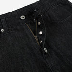 Raw Denim Jeans With Wheat‑Engraved Buttons