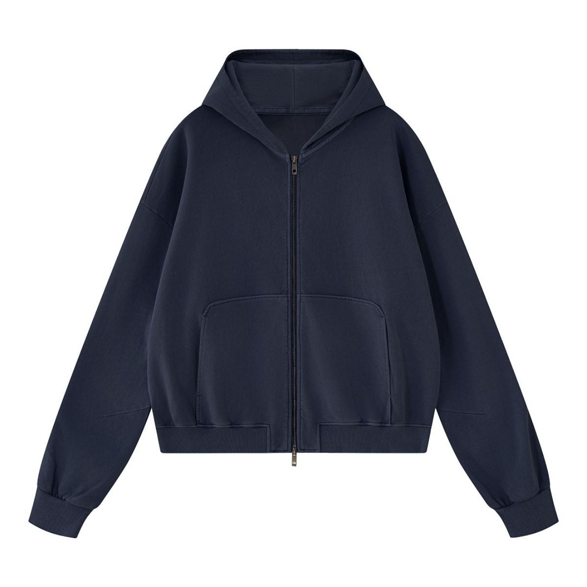 Vintage Washed Cotton Double‑Zip Hoodie