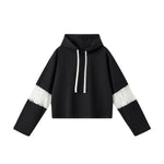 Lace Cutout Spliced Hooded Sweatshirt