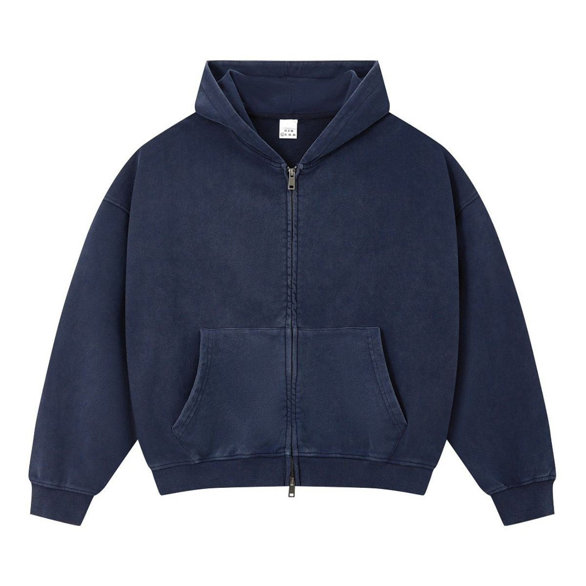 Vintage Relaxed Drop‑Shoulder Zip‑Up Hoodie
