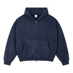 Vintage Relaxed Drop‑Shoulder Zip‑Up Hoodie