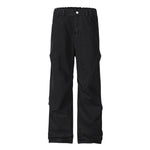 Solid Color Vintage Washed Panel Detail Relaxed Cargo Pants