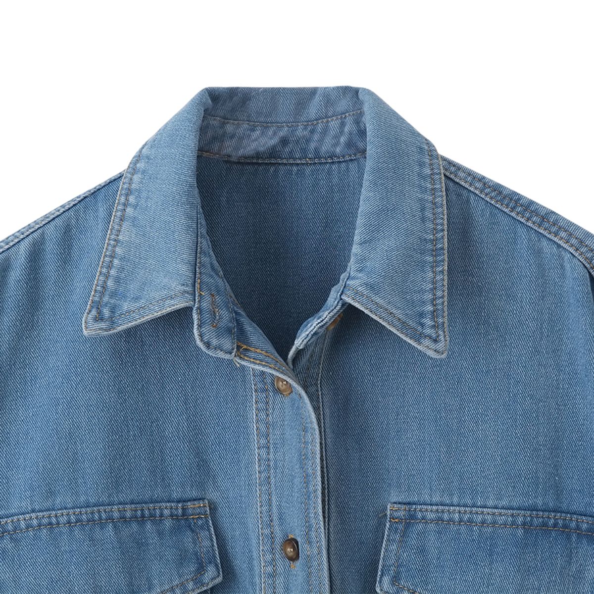 Vestido midi vaquero sin mangas con botones y aberturas en la parte delantera