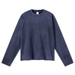 Whisker Wash Frayed Soft Brushed Vintage Long Sleeve Tee