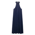 Women's Halter Neck Denim Maxi Dress