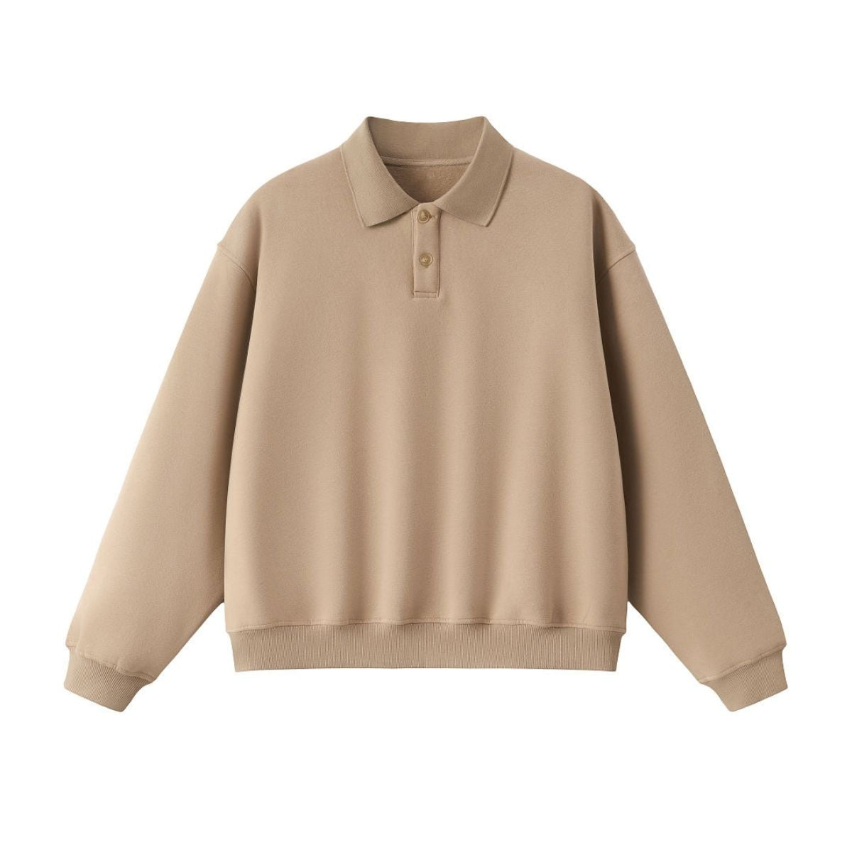 Old Money Cropped Polo Collar Fleece Sweatshirt