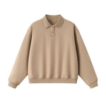 Old Money Cropped Polo Collar Fleece Sweatshirt