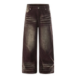 Vintage American Whiskered Corduroy Wide-Leg Jeans