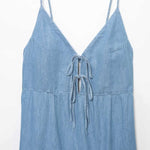 Falda vaquera con bordado de perlas y lavado vintage