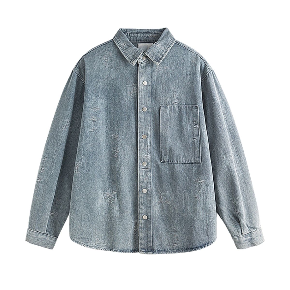 American Vintage Irregular Wear Pattern Design Washed Denim Jacket