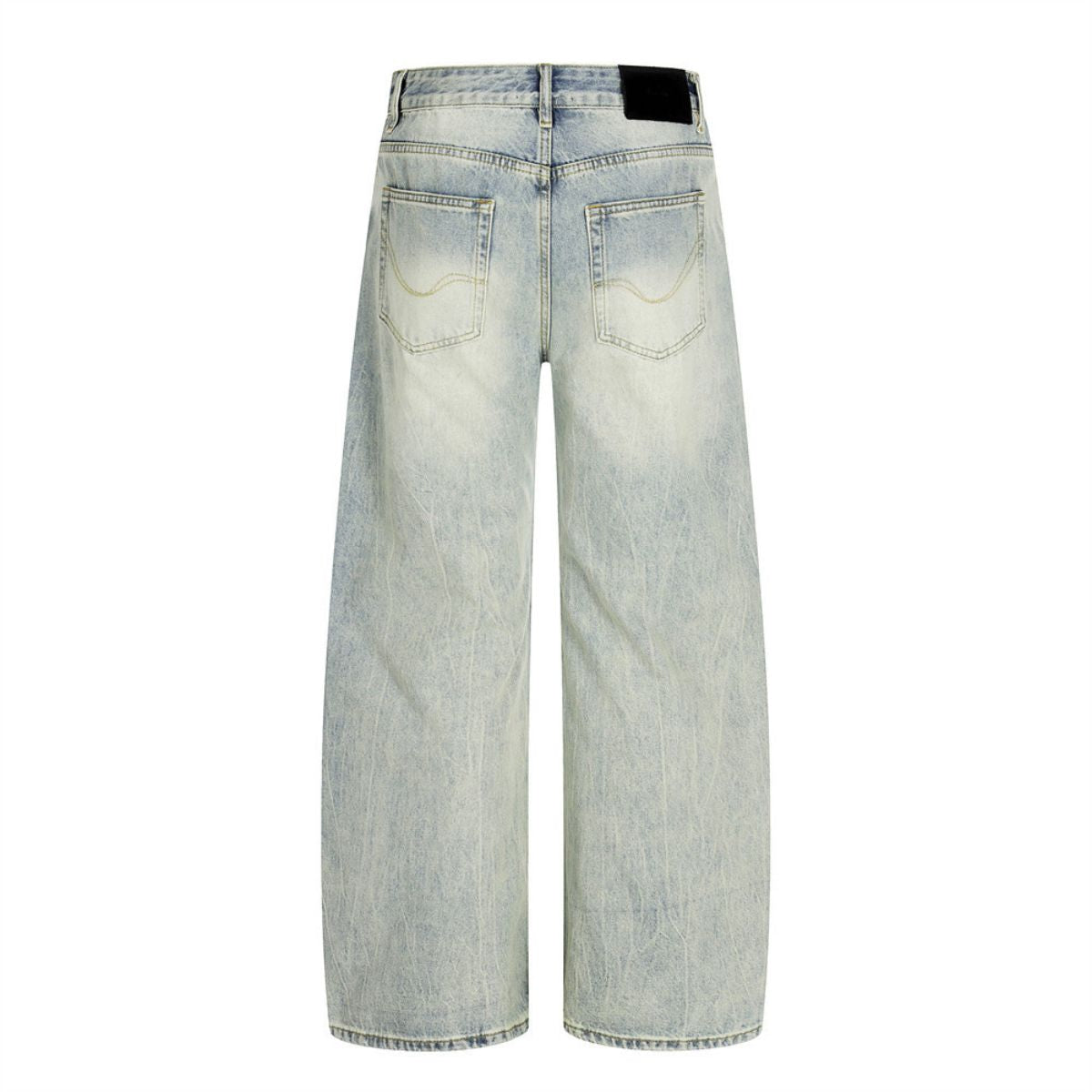 Men's Heavy-Washed Distressed Loose Straight-Leg Denim Pants