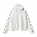 Boxy Contrast Webbing High Neck Face‑Cover Hoodie