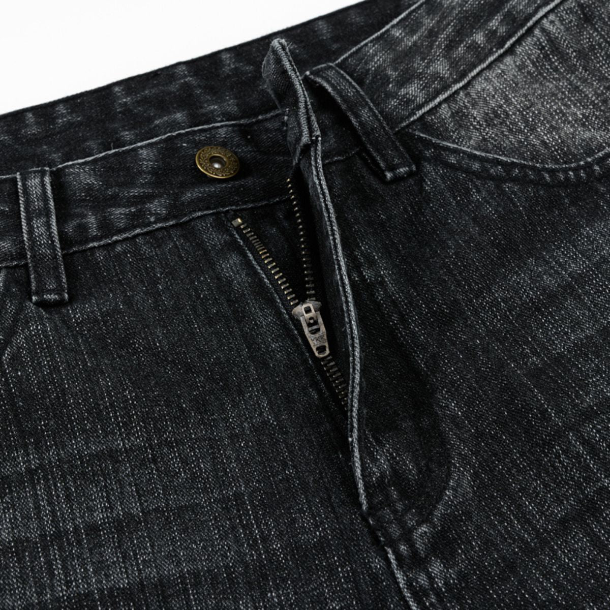 Vintage Washed Black Wide‑Leg Jeans