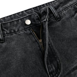 Gray Washed Workwear‑Style Wide‑Leg Jeans