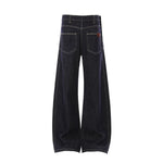 Vintage Washed Asymmetric Side Split Barrel Leg Jeans