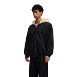 Zip-Up Loose Fit Plush-Lined Hoodie