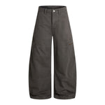 Washed Wrinkled Barrel with Zipper Pockets Cargo Pants