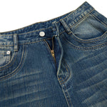 Vintage Whiskered Slub Relaxed Wide-Leg Denim Pants