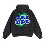 Cupid Stupid Y2K Valentines Graphic Washed Hoodie-INNBLAC Fashion Apparel